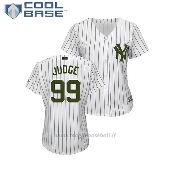 Maglia Baseball Donna New York Yankees Aaron Judge 2018 Dia de los Caidos Cool Base Bianco